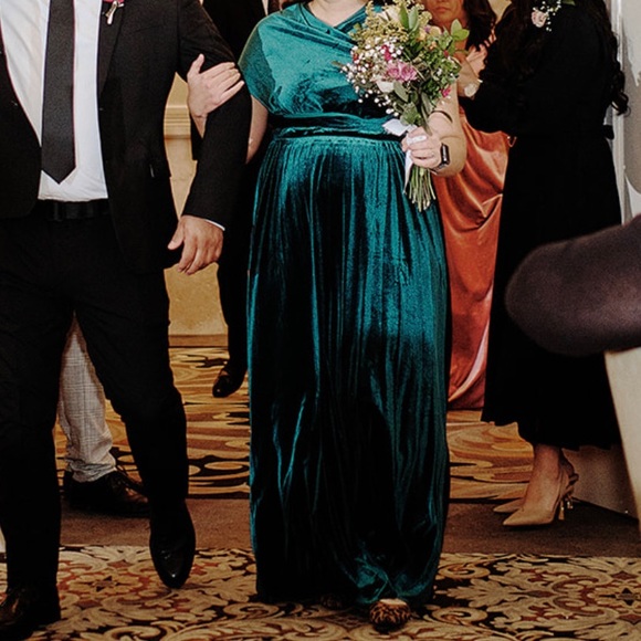 Scholle Dress Emerald Green Velvet Long Infinity Wrap Dress Bridesmaid Party - Picture 2 of 13